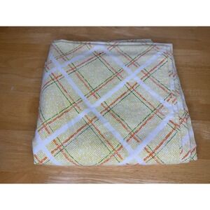 Vintage Sears Perma-Prest Tablecloth Orange Green Yellow Plaid Rectangular Retro